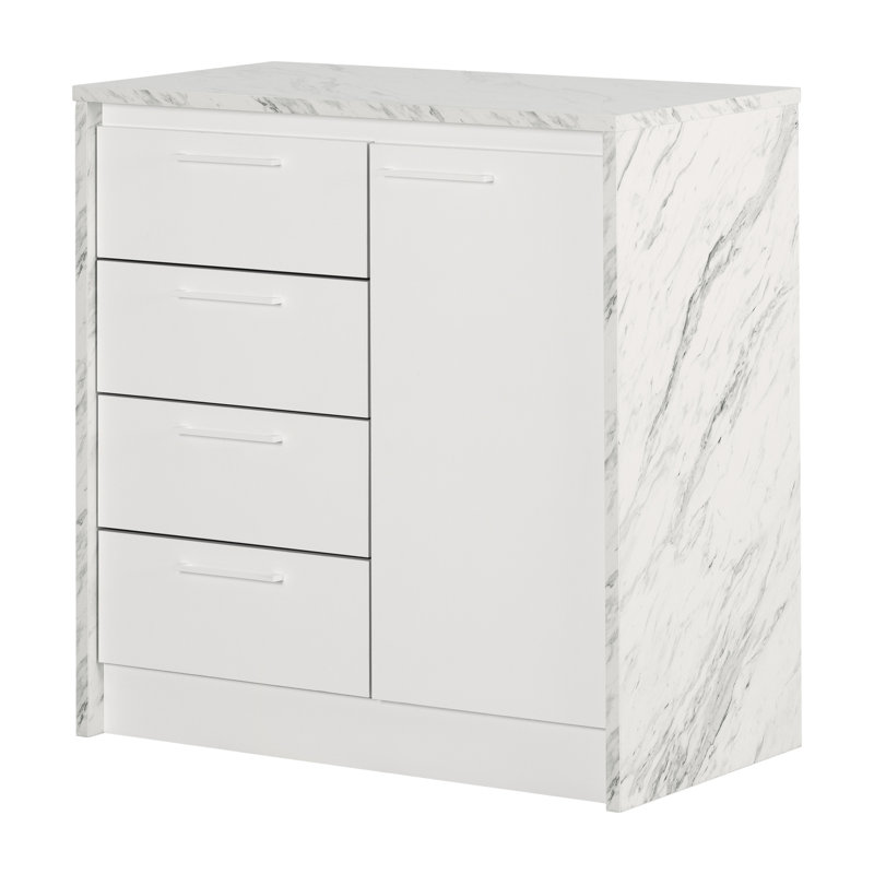 Petit îlot de cuisine compact avec rangement Myro, Blanc
