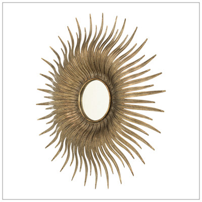 Miroir décoratif rétro en métal Sunburst pour une chambre à coucher, un vestiaire, un couloir ou un espace de vie.