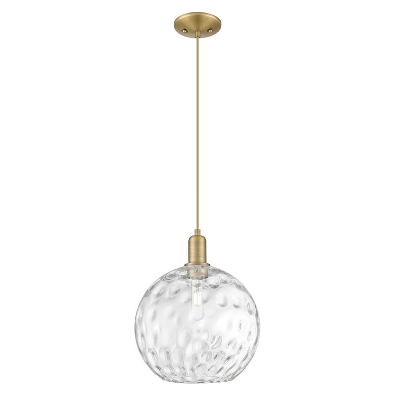 Mini-luminaire suspendu 1 lumière Arcadia, Laiton brossé, H 10,5 po x l 12 po x P 12 po