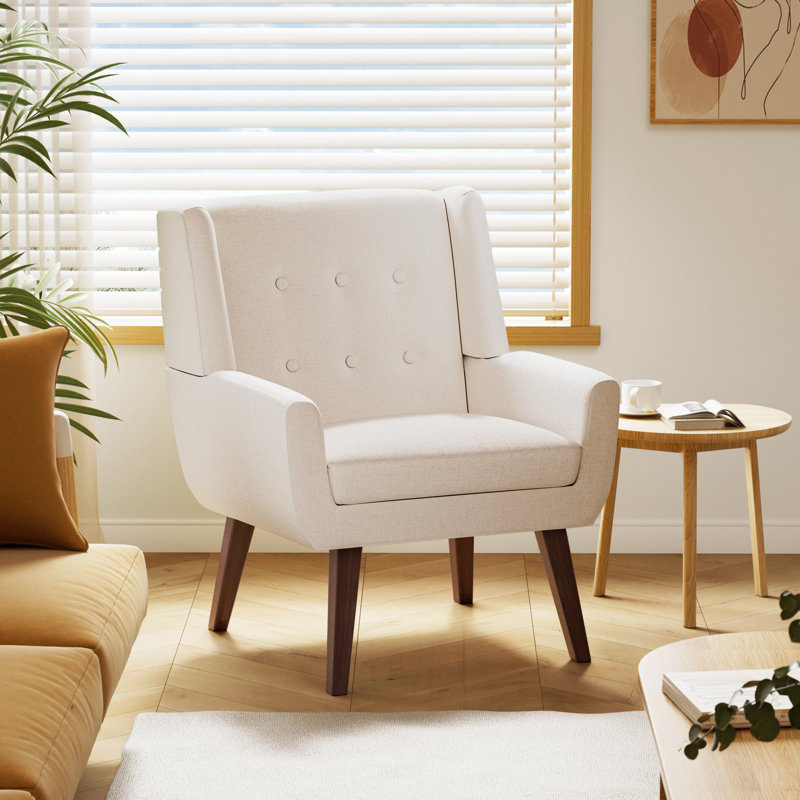 Halcott 29'' Wide  Tufted Armchair, Beige Linen Blend