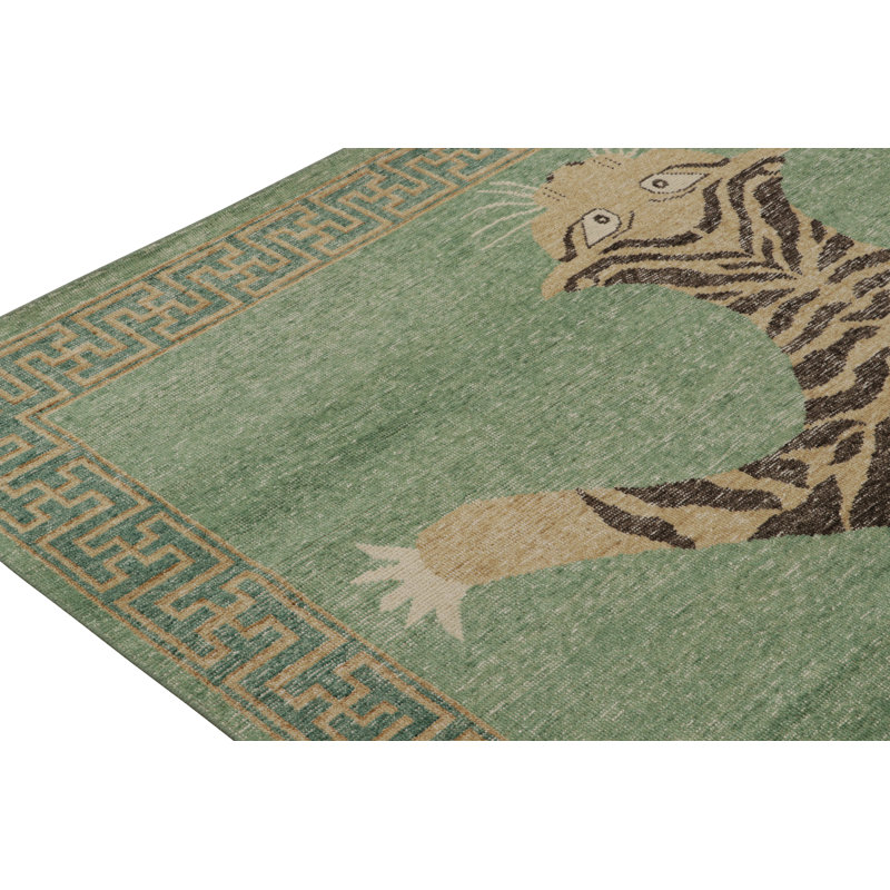 Distressed Homage Hand Knotted Wool Animal Print Area Rug, Runner 2'6" x 10'