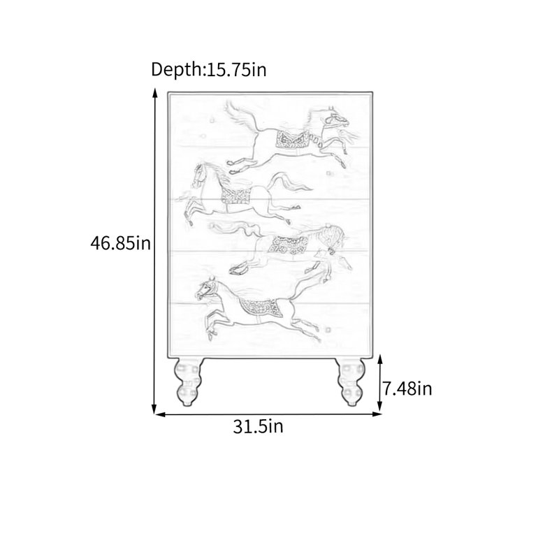 Armoire en noyer avec cinq tiroirs en pin