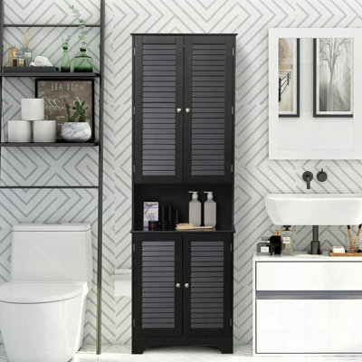 Grande armoire de rangement étroite pour salle de bain avec portes
