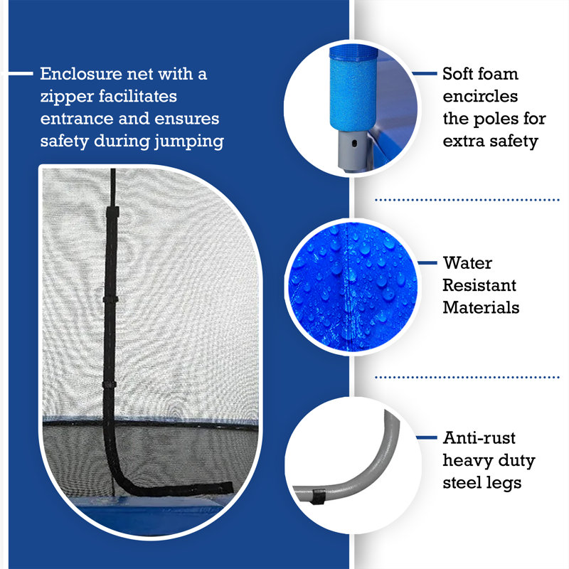Skytric 15 ft Blue Round Trampoline with Enclosure System