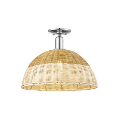 Natural Ballston Dome 1 Light SemiFlush Mount with Basketweave Shade