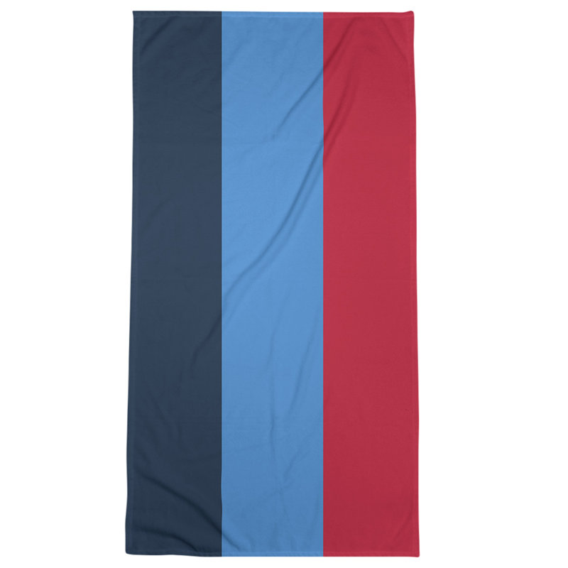 Cotton Blend Beach Towel, Light Blue/Navy Blue/Red