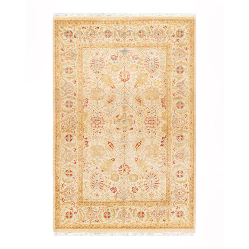Tapis unique en laine noué à la main 4 pi 2 po x 6 pi 2 po nouvel âge Hayner
