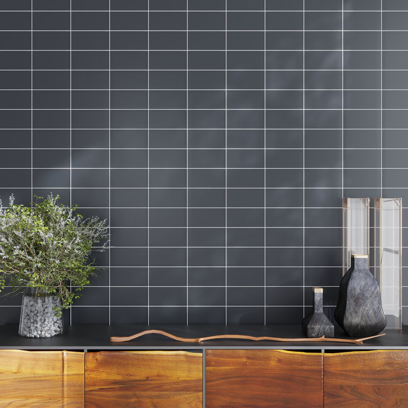3"X 6" Matte Finished Glass Subway Tile, Dark Gray