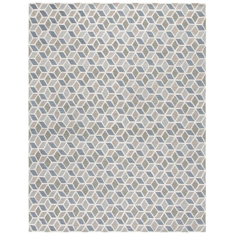 Tapis en laine / coton touffeté à la main ébène ivoire / gris, Rectangle 8 pi x 10 pi