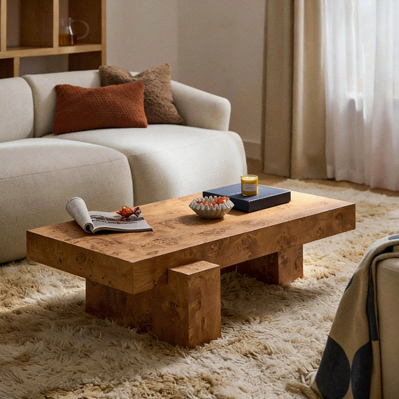Table basse simple de style français, H 13,8 po x L 55,1 po x l 31,5 po