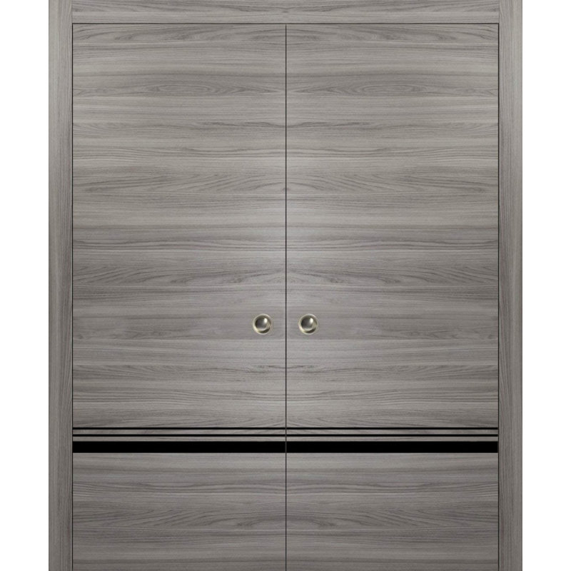 Portes françaises en bois massif massif, 48 po x 84 po, Frêne gingembre