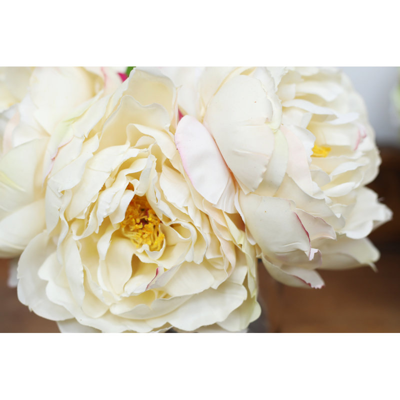 Cream Real Touch Peony Floral Water Illusion Arrangement in Clear Glass Vase