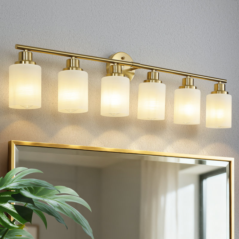 Éclairage de meuble-lavabo à intensité variable avec abat-jour en verre blanc pour chambre à coucher, salle de bain, Doré, 6