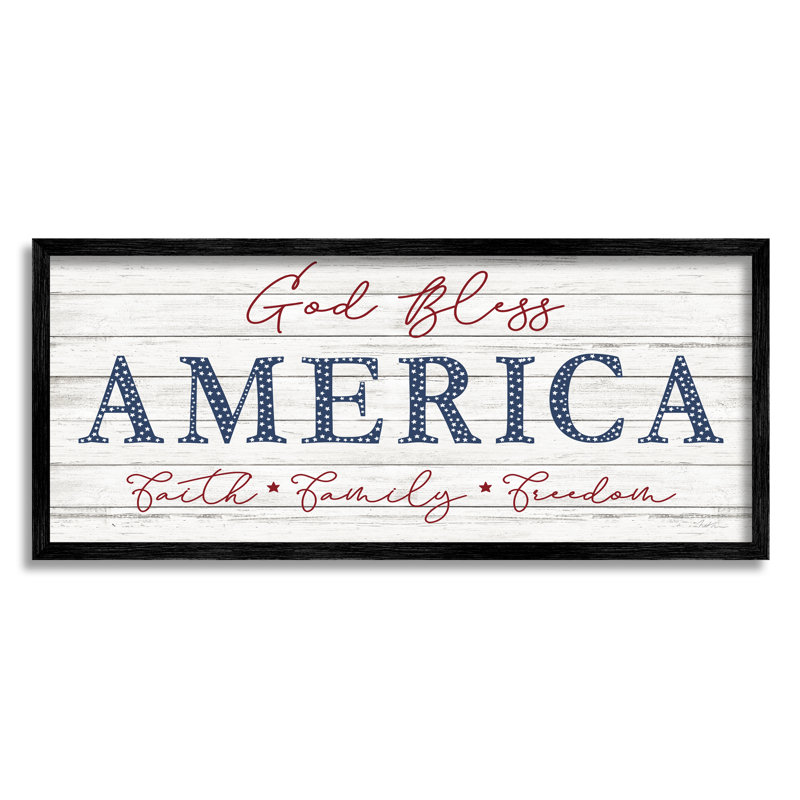 God Bless America Faith, H 24 po x l 24 po x P 1,5 po, Giclée encadrée noir minuit