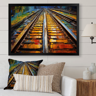 " Orange Train Rails Track "