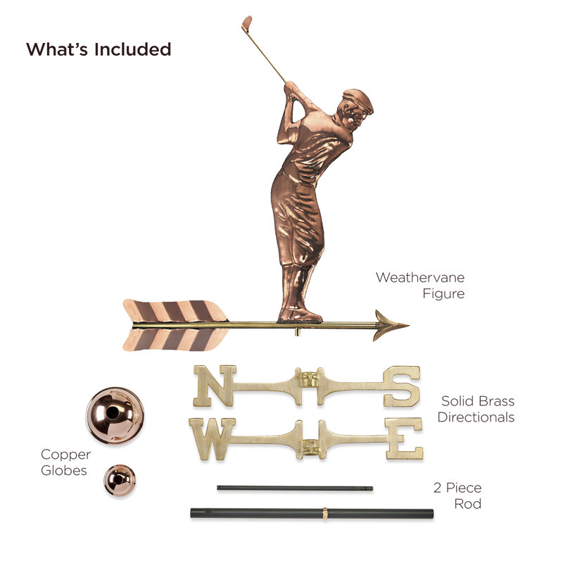 Girouette Golfer, Cuivre poli