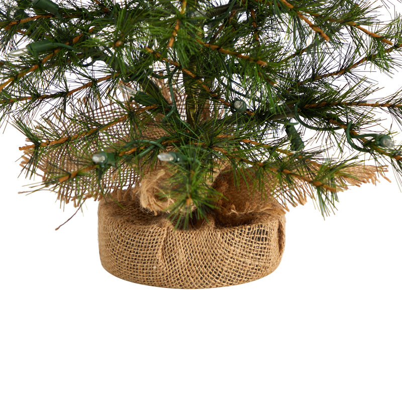 Arbre de Noël artificiel avec 50 lumières DEL claires dans une base en toile de jute