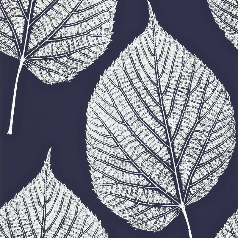Leaf 10.05m x 52cm Wallpaper Roll, Indigo/Chalk
