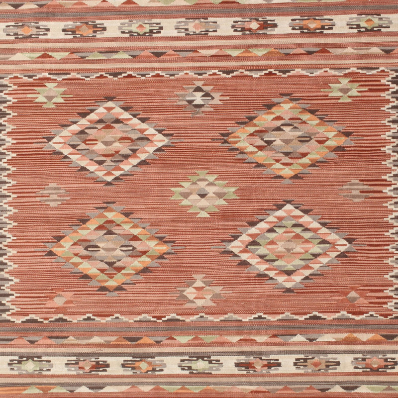 Tapis traditionnel rouge / vert Alisme, Carré 5 pi