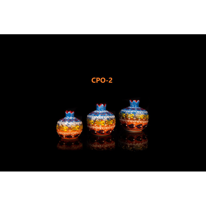 Ensemble de vases en grenade faits à la main en céramique de grenade - 3 pièces décoratives colorées pour vases de maison, de table, de tablette ou de cadeaux