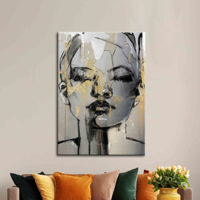 Modern Wall Art Featuring Abstract Woman Face Print on Canvas for Living Room Decor