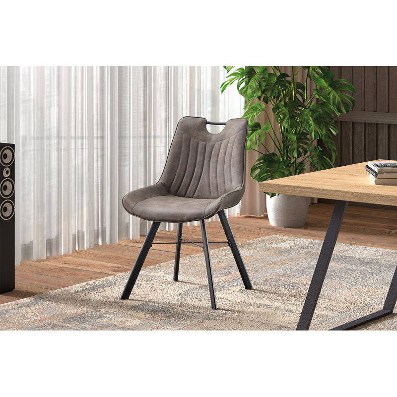 Gilda Upholstered Metal Side Chair, Dark Grey