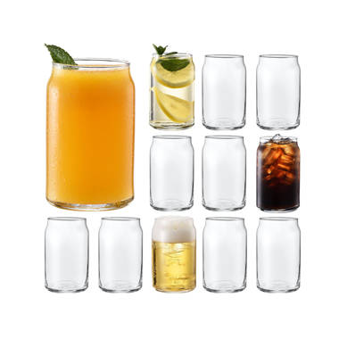 Set of 12 - Drinking Glasses 16 oz Highball Glasses Water Glasses Cup Sets Pint Glasses Beer Glasses Tumblers Glass Cups Bar Glasses Design for Home