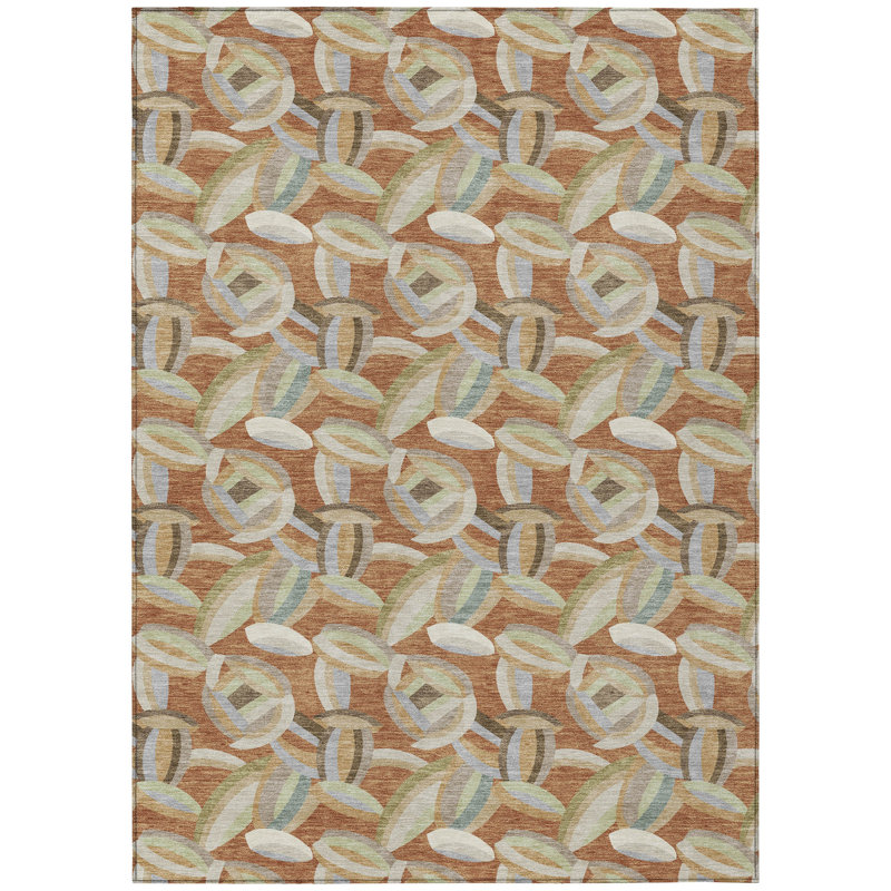 Machine Washable Indoor/Outdoor Chantille ACN2454 Casual Rug, 3' x 5', Paprika