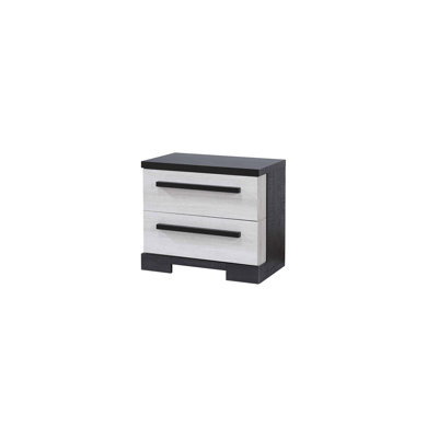 1Pc Contemporary 2-Drawer Storage Nightstand Chalk White And Black Finish Wooden Bedroom Furniture (Only Nightstand)