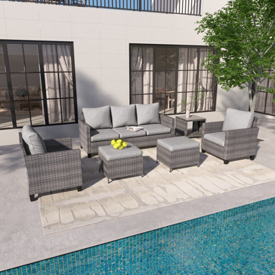 Avalena Wicker 5 - Person Patio Conversation Set with Cushions