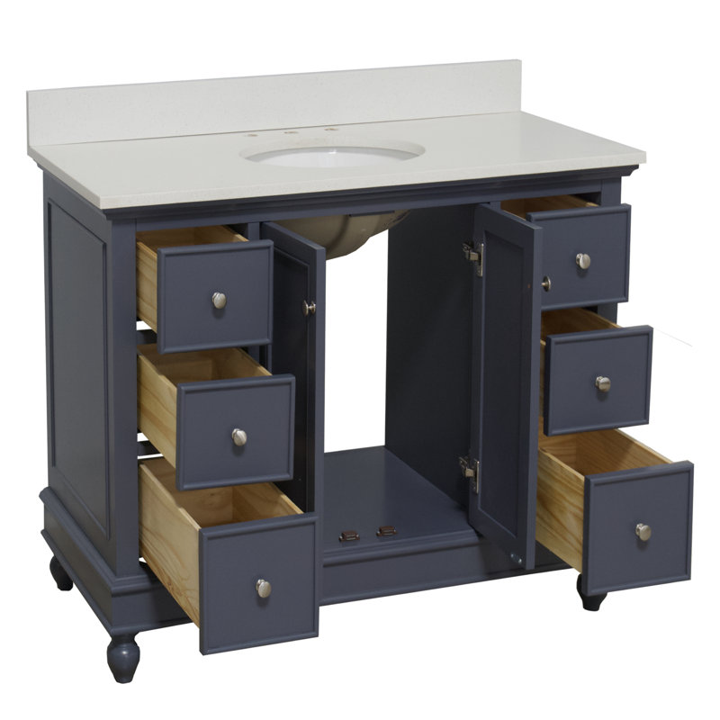 Ensemble de meuble-lavabo simple 48 po Ferdinand, Gris marine, Quartz