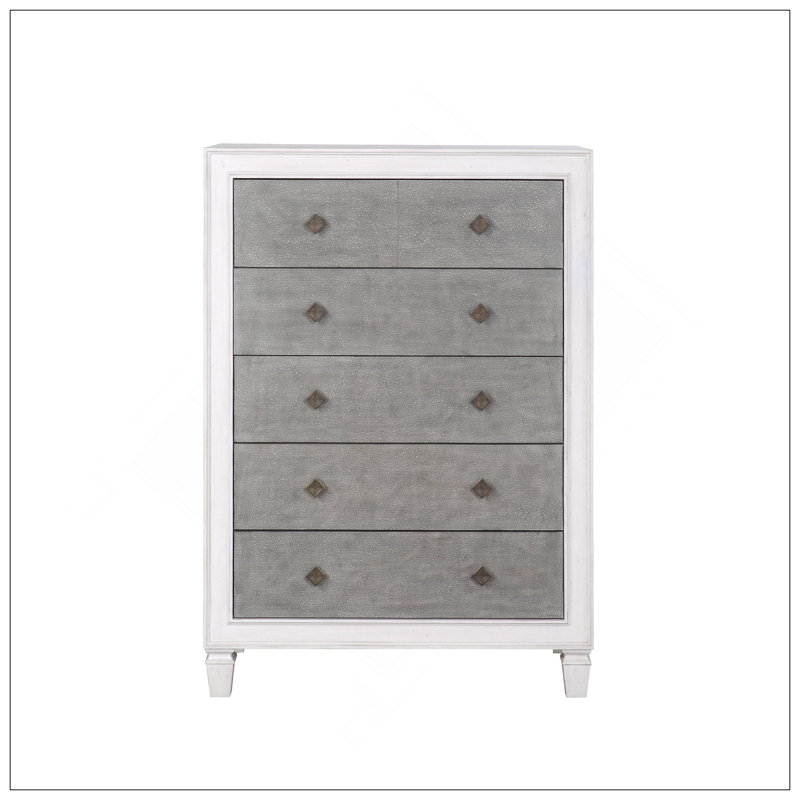Commode Katia gris rustique et blanc vieilli