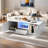 Modern High Glossy Rectangle Coffee Table With 2 Cabinets, One Drawer, 16 Colour Led Lights And A Open Shelf-1713154640