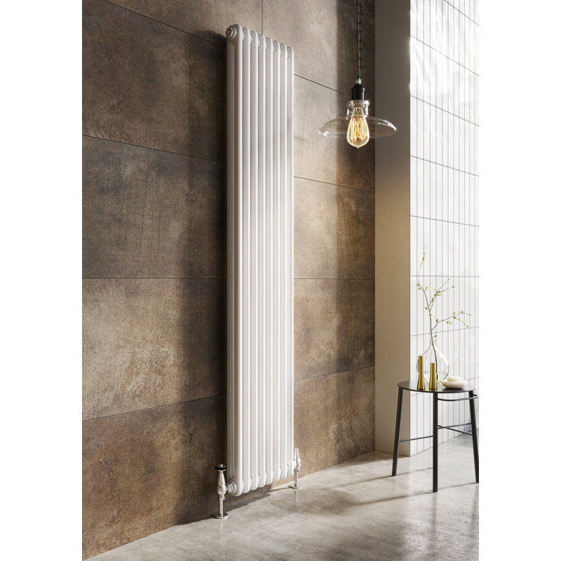 Uxbridge Vertical Traditional Colosseum Radiator, 1800mm H x 380mm W x 100mm D, White
