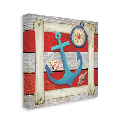 «Marine Anchor Compass Stripes» par ND Art - impression sur toile tendue