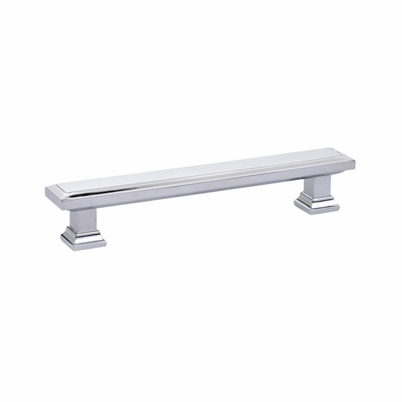 Geometric Rectangular 5" Center Bar Pull, 5", Polished Chrome