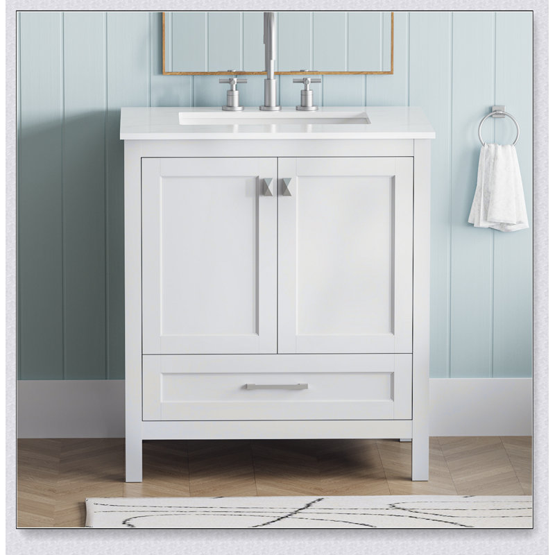 Meuble-lavabo de salle de bain 30 po avec évier, ensemble de meuble-lavabo avec comptoir entièrement assemblé, 24V03-30WH