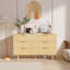 Commode 6 tiroirs cannelée en bois de style bohémien moderne