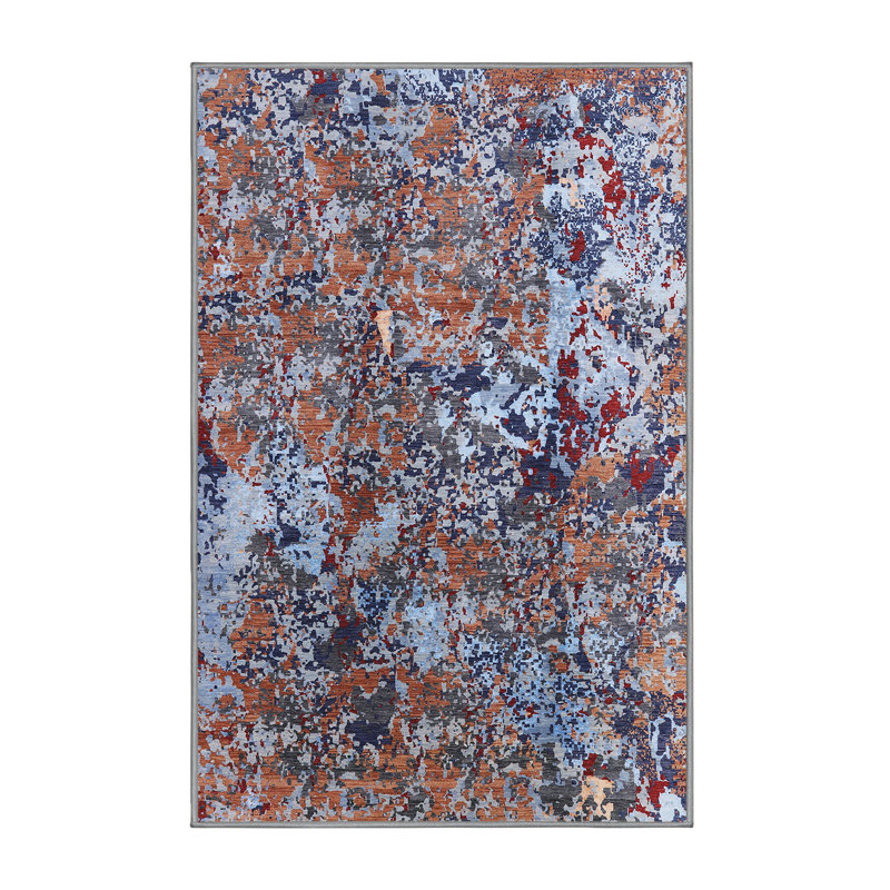 Tapis bleu / orange / rouge, Rectangle 6 pi x 9 pi