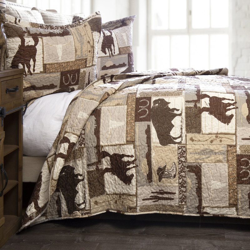 Ensemble de courtepointe Wrangler, Courtepointe pour grand lit + 2 taies décoratives