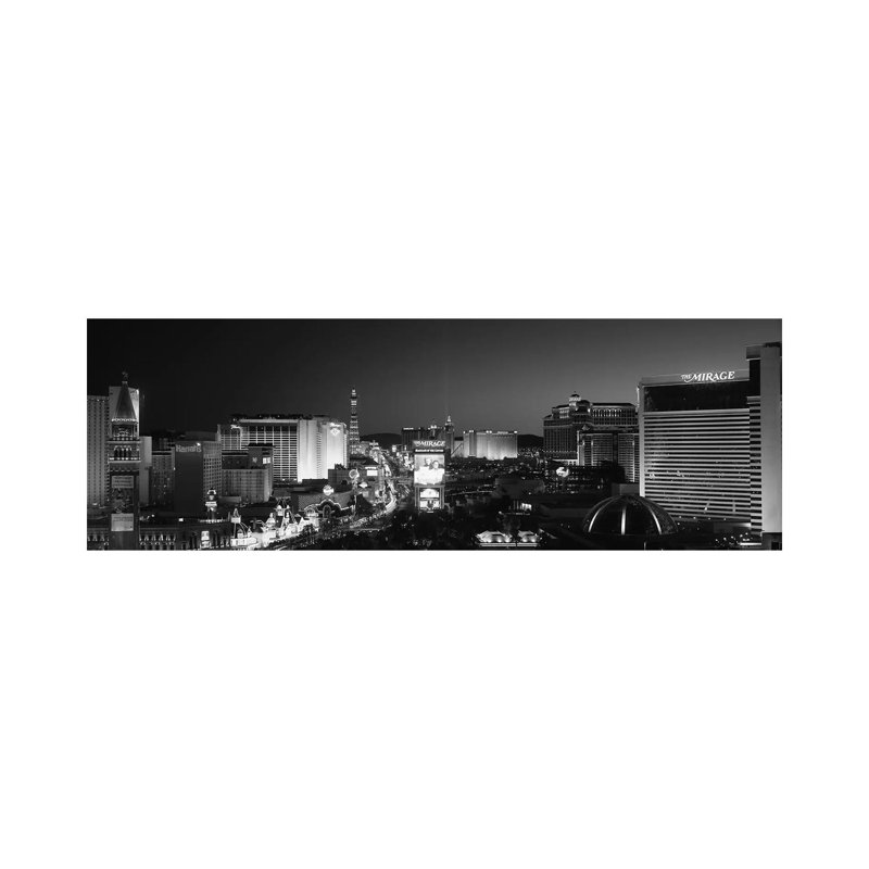 Buildings Lit Up At Night, Las Vegas, Nevada, USA by Panoramic Images - Wrapped Canvas Panoramic Print