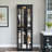 Lighted Glass Curio Display Cabinet With Adjustable Glass Shelves And Led Light