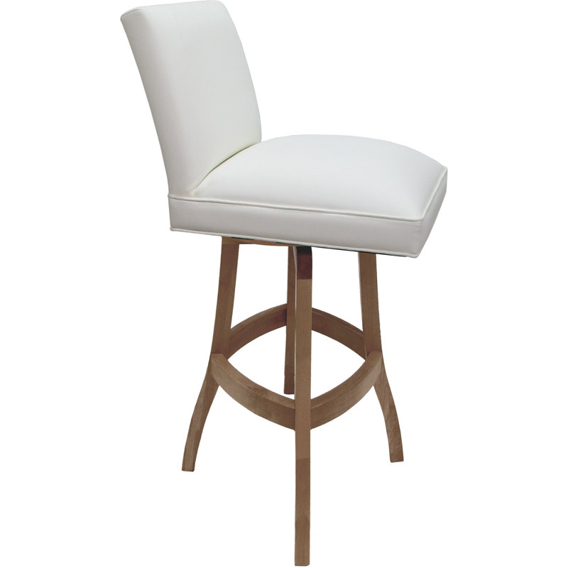Swivel Wood Extra Tall Bar Stool On S-base, White, Counter Stool (26" Seat Height), Cream