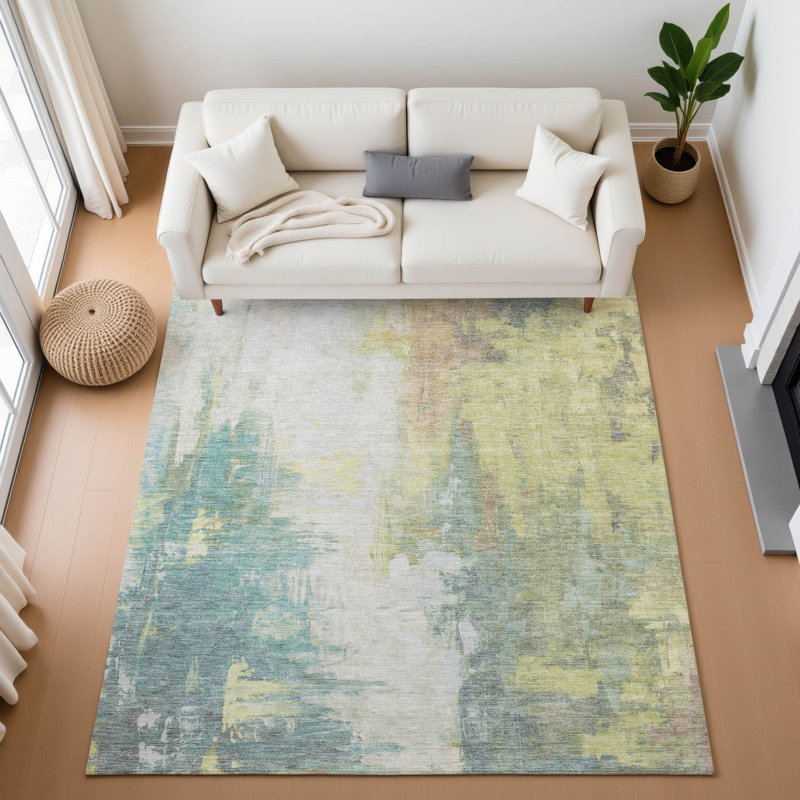 Tapis abstrait lavable à la machine Premium, Rectangle 10 pi x 14 pi