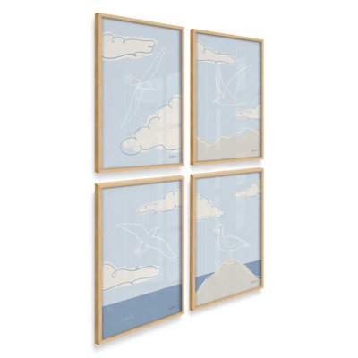 Ensemble de 4 impressions Chill Seagulls