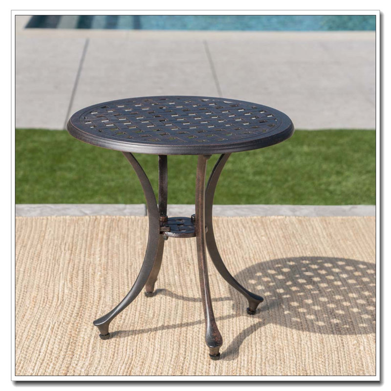Table d'appoint d'extérieur en fonte d'aluminium 19 po