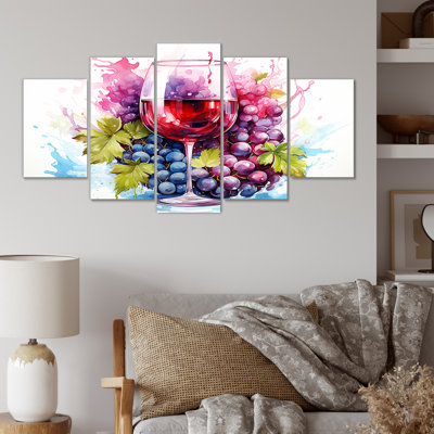 Grape Elegantburgundy Wine II - Wine Multipanel Wall Art Decor