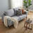 Roma Loveseat in Soft Grey Fabric with Wood Legs, 64"-123017695