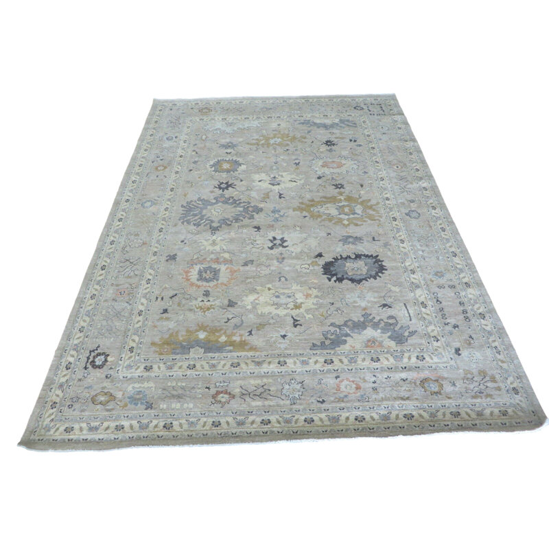 Tapis oriental beige noué à la main 9 pi 10 po x 13 pi 9 po Peshawar