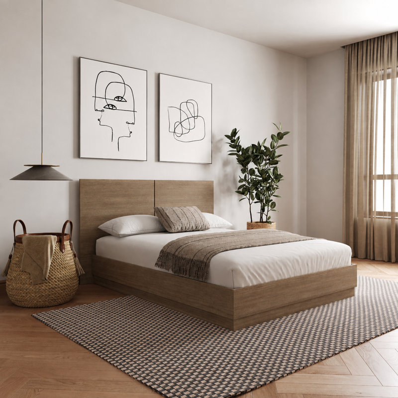 Lit plateforme Jodeen, Brun, Grand